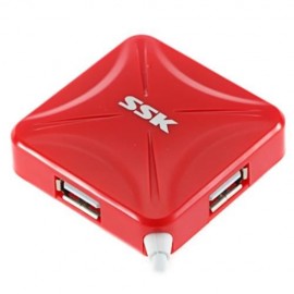 SSK HIGH SPEED 4-PORT HUB USB 2.0 CONVERTER ADAPTER (RED)