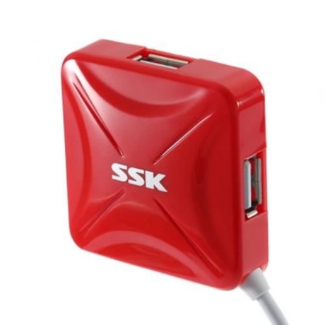 SSK HIGH SPEED 4-PORT HUB USB 2.0 CONVERTER ADAPTER (RED)