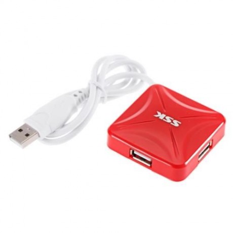 SSK HIGH SPEED 4-PORT HUB USB 2.0 CONVERTER ADAPTER (RED)