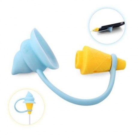 2 IN 1 ICE-CREAM CONE SHAPE COLORFUL DATA CHARGING CABLE SAVER PROTECTIVE COVER (BLUE)