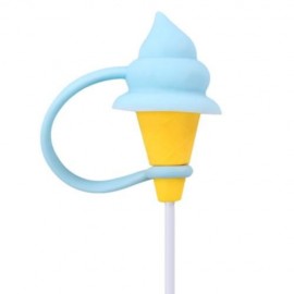 2 IN 1 ICE-CREAM CONE SHAPE COLORFUL DATA CHARGING CABLE SAVER PROTECTIVE COVER (BLUE)