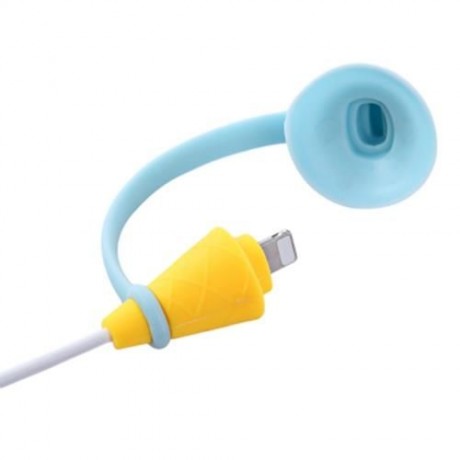 2 IN 1 ICE-CREAM CONE SHAPE COLORFUL DATA CHARGING CABLE SAVER PROTECTIVE COVER (BLUE)