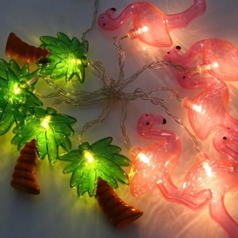 2M 10 LEDS FLAMINGO COCONUT TREE STRING FAIRY LIGHT BATTERY POWERED LAMP (WARM WHITE LIGHT