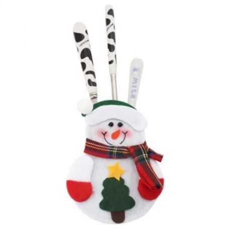 12PCS CHRISTMAS SNOWMAN CUTLERY HOLDER HOLIDAY DINNER TABLE DECORATION (COLORMIX)