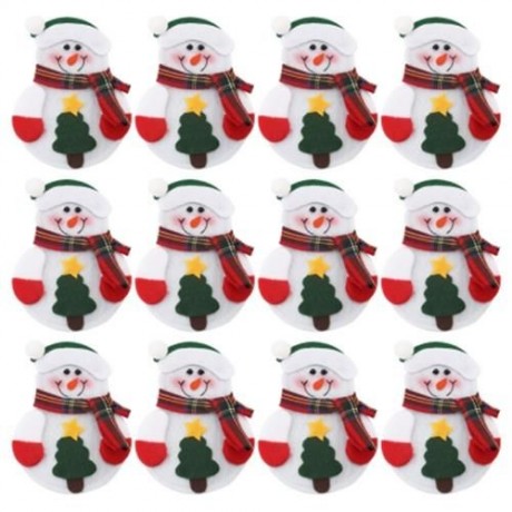 12PCS CHRISTMAS SNOWMAN CUTLERY HOLDER HOLIDAY DINNER TABLE DECORATION (COLORMIX)