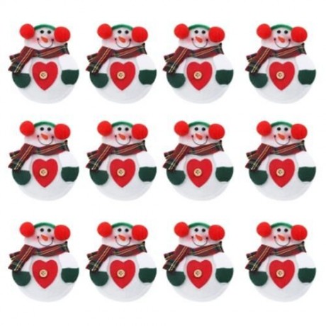 12PCS CHRISTMAS SNOWMAN CUTLERY HOLDER HOLIDAY DINNER TABLE DECORATION (COLORMIX)