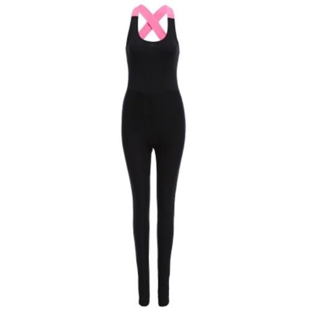 YOGA LEGGINGS FEMALE FASHION COMFORTABLE PANTS JUMPSUIT FITNESS CLOTHING (FLUORESCENT PINK