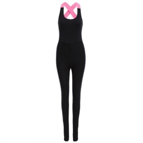 YOGA LEGGINGS FEMALE FASHION COMFORTABLE PANTS JUMPSUIT FITNESS CLOTHING (FLUORESCENT PINK