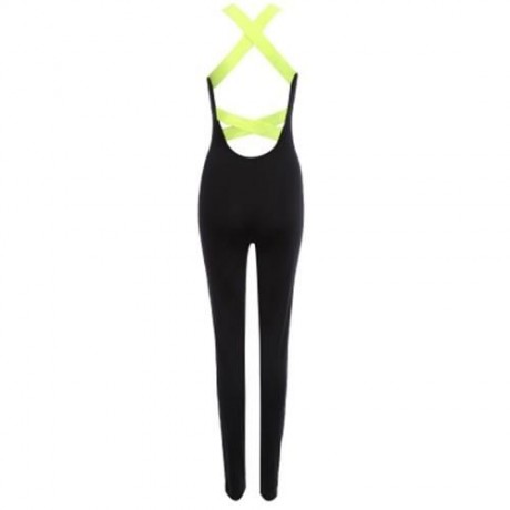 YOGA LEGGINGS FEMALE FASHION COMFORTABLE PANTS JUMPSUIT FITNESS CLOTHING (NEON BRIGHT GREE