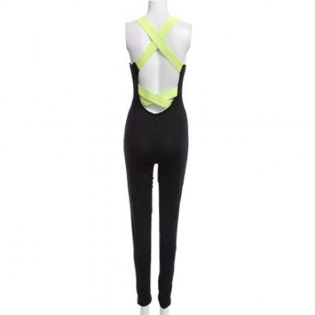 YOGA LEGGINGS FEMALE FASHION COMFORTABLE PANTS JUMPSUIT FITNESS CLOTHING (FLUORESCENT YELL