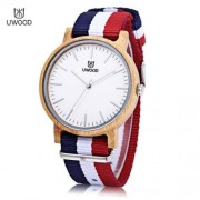 UWOOD UW - 1006 MALE WOODEN QUARTZ WATCH JAPAN MOVT NYLON BAND WOODEN CASE WRISTWATCH (#4)