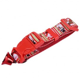 2PCS CHRISTMAS PATTERN PET NYLON LEADING LEASH DOG COLLAR WITH TINKLING BELL (RED)