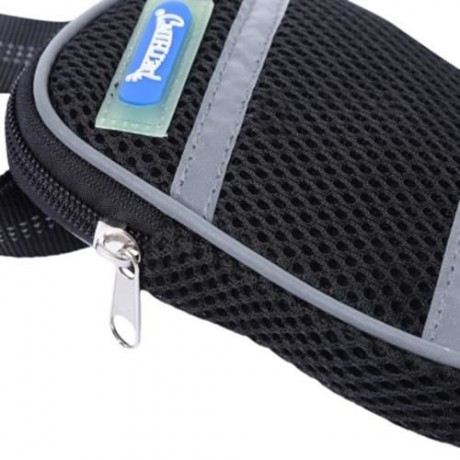 PETHING NYLON HANDS-FREE WAIST BAG OUTDOOR WITH PET DOG LEAD LEASH (BLACK)