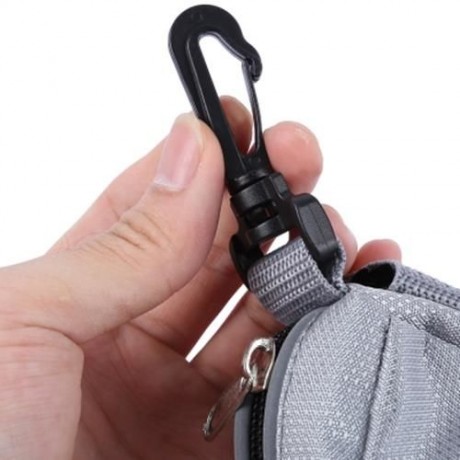 PETHING DOG POOP PICK-UP BAG HOLDER CARRIER POUCH OUTDOOR WITH CARABINER HOOK (GRAY)