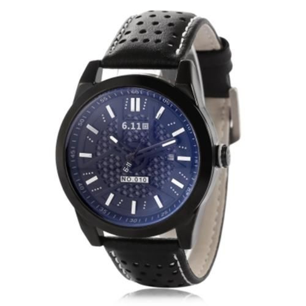 6.11 010C FASHION MALE QUARTZ WATCH WITH BREATHABLE HOLES GENUINE LEATHER STRAP (BLACK) 6.11 010C FASHION MALE QUARTZ WATCH WITH BREATHABLE HOLES GENUINE LEATHER STRAP (BLACK)