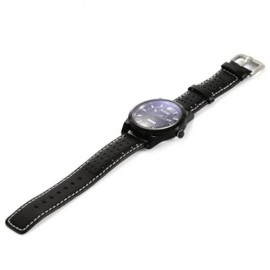 6.11 010C FASHION MALE QUARTZ WATCH WITH BREATHABLE HOLES GENUINE LEATHER STRAP (OFF-WHITE
