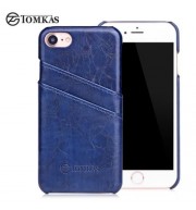 TOMKAS OIL WAX BACK CASE CARD SLOT DESIGN FOR IPHONE 7 (BLUE)