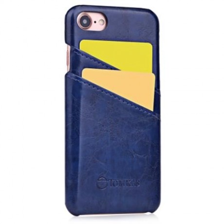 TOMKAS OIL WAX BACK CASE CARD SLOT DESIGN FOR IPHONE 7 (BLUE)