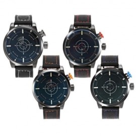 OULM 3558 LED SCANNING LEATHER BAND MEN DOUBLE MOVT WATCH (GOLDEN)