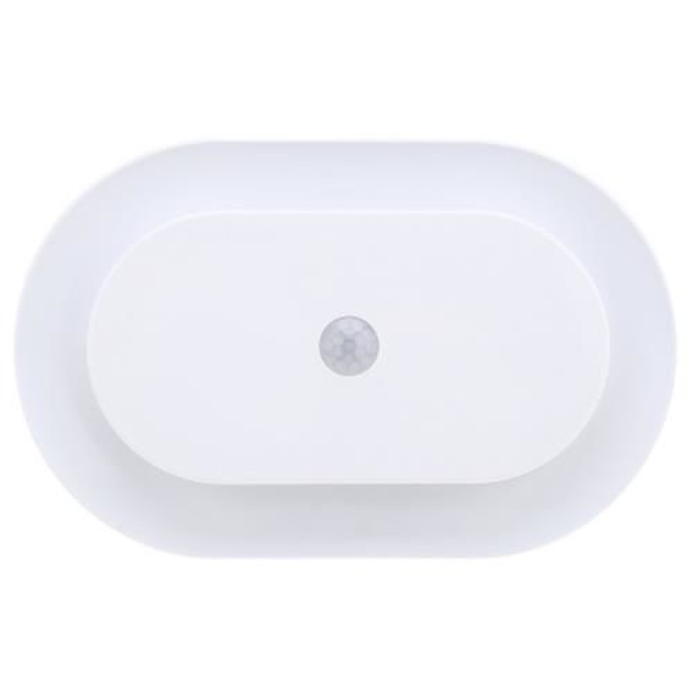 WHITE PLATE LED HUMAN BODY INDUCTION NIGHT LIGHT MOTION SENSOR BEDROOM LAMP (WHITE)