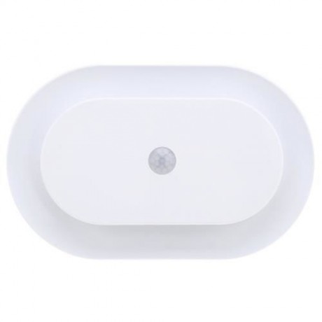 WHITE PLATE LED HUMAN BODY INDUCTION NIGHT LIGHT MOTION SENSOR BEDROOM LAMP (WHITE)