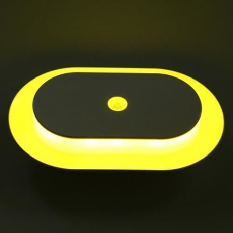 WHITE PLATE LED HUMAN BODY INDUCTION NIGHT LIGHT MOTION SENSOR BEDROOM LAMP (WHITE)