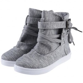 CASUAL PURE COLOR LACE UP LADIES DUNK HIGH CANVAS SHOES (GRAY)