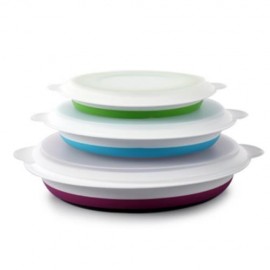3PCS SUMSHUN COLLAPSIBLE SEALED STORAGE BOWLS FOR TRAVELING (COLORMIX)