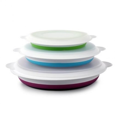 3PCS SUMSHUN COLLAPSIBLE SEALED STORAGE BOWLS FOR TRAVELING (COLORMIX)