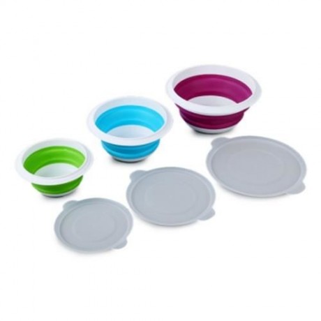 3PCS SUMSHUN COLLAPSIBLE SEALED STORAGE BOWLS FOR TRAVELING (COLORMIX)