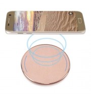 UNIVERSAL PORTABLE QI WIRELESS CHARGER PC FROSTED PANEL ROUND SHAPE (PINK CHAMPAGNE)