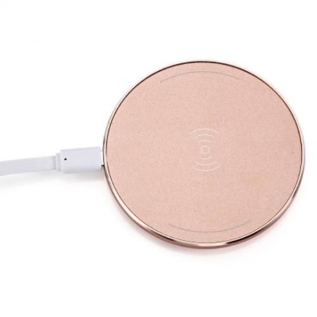 UNIVERSAL PORTABLE QI WIRELESS CHARGER PC FROSTED PANEL ROUND SHAPE (PINK CHAMPAGNE)