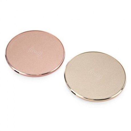UNIVERSAL PORTABLE QI WIRELESS CHARGER PC FROSTED PANEL ROUND SHAPE (PINK CHAMPAGNE)