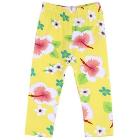 INFANT BABY GIRL CHILD PRINT ELASTIC LONG PANTS LEGGINGS (YELLOW)