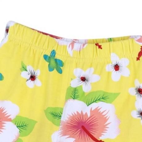 INFANT BABY GIRL CHILD PRINT ELASTIC LONG PANTS LEGGINGS (YELLOW)