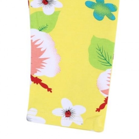INFANT BABY GIRL CHILD PRINT ELASTIC LONG PANTS LEGGINGS (YELLOW)
