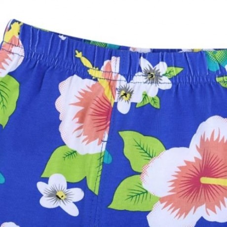 INFANT BABY GIRL CHILD PRINT ELASTIC LONG PANTS LEGGINGS (BLUE)