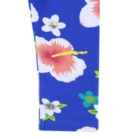 INFANT BABY GIRL CHILD PRINT ELASTIC LONG PANTS LEGGINGS (BLUE)
