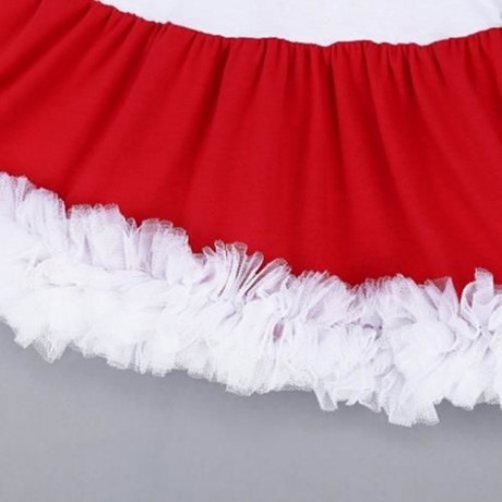 2PCS GIRL CHILD CHARMING CHRISTMAS GIFT LACE BOWKNOT RUFFLE ROUND COLLAR SHORT SLEEVE SKIR