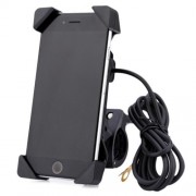 IZTOSS 2 IN 1 MOTORCYCLE HANDLEBAR ELASTIC CELLPHONE STAND HOLDER USB CHARGER POWER OUTLET