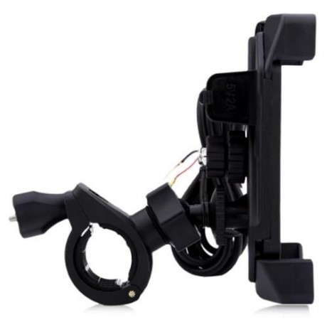 IZTOSS 2 IN 1 MOTORCYCLE HANDLEBAR ELASTIC CELLPHONE STAND HOLDER USB CHARGER POWER OUTLET