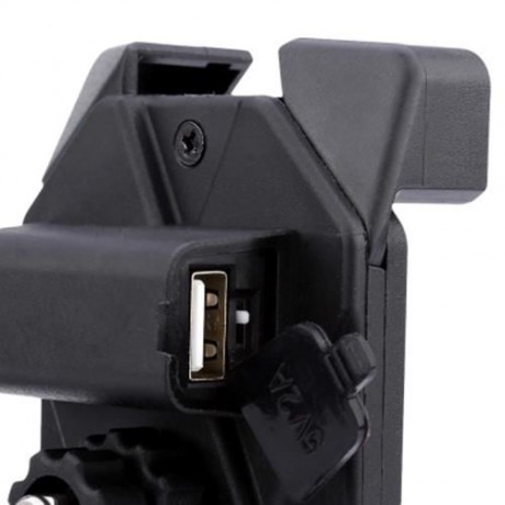 IZTOSS 2 IN 1 MOTORCYCLE HANDLEBAR ELASTIC CELLPHONE STAND HOLDER USB CHARGER POWER OUTLET