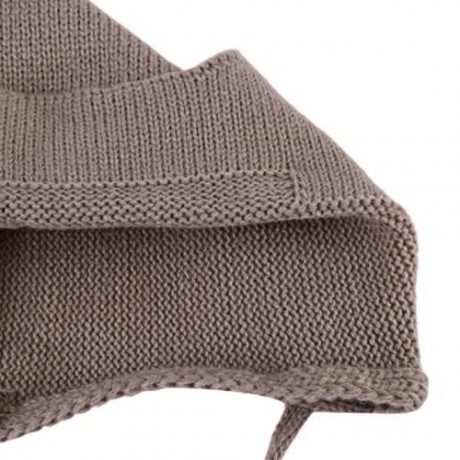 LOVELY PURE COLOR TIE EAR BABY KNITTED BABY HAT (COFFEE)