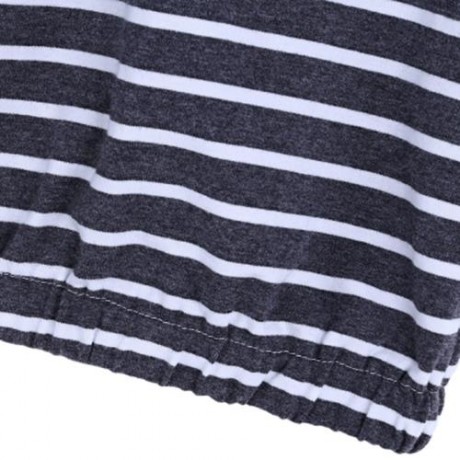 TRENDY ROUND COLLAR LONG SLEEVE STRIPED ROMPER WITH HAT FOR CHILDREN (GRAY)