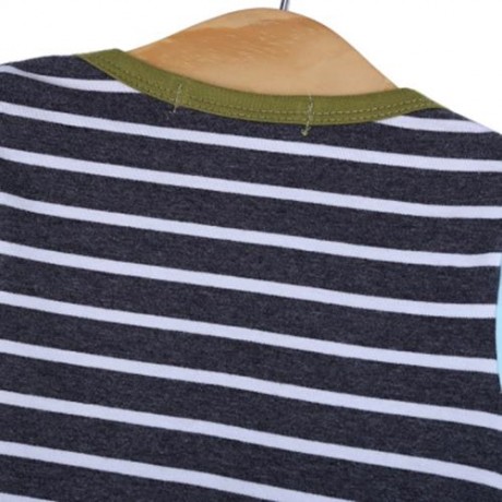 TRENDY ROUND COLLAR LONG SLEEVE STRIPED ROMPER WITH HAT FOR CHILDREN (GRAY)