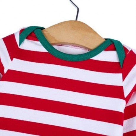 SWEET ROUND COLLAR STRIPED COLOR BLOCK LONG SLEEVE T-SHIRT FOR BABIES (RED)