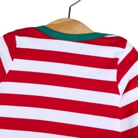 SWEET ROUND COLLAR STRIPED COLOR BLOCK LONG SLEEVE T-SHIRT FOR BABIES (RED)