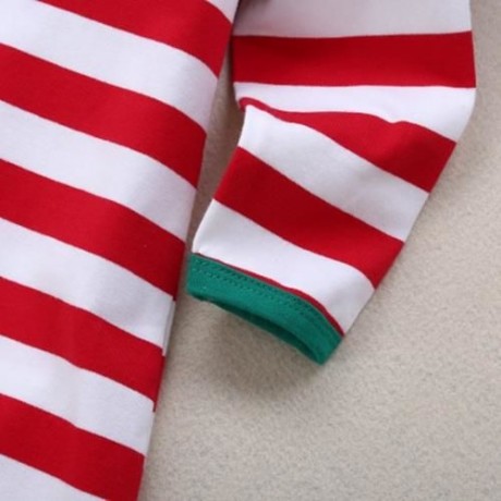 SWEET ROUND COLLAR STRIPED COLOR BLOCK LONG SLEEVE T-SHIRT FOR BABIES (RED)