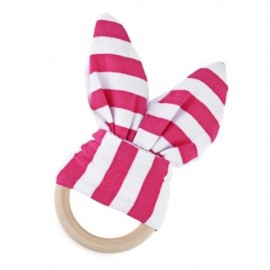 1PC STRIPED WOOL TEETHING RING TEETHER FOR BABIES (PLUM STRIPE)