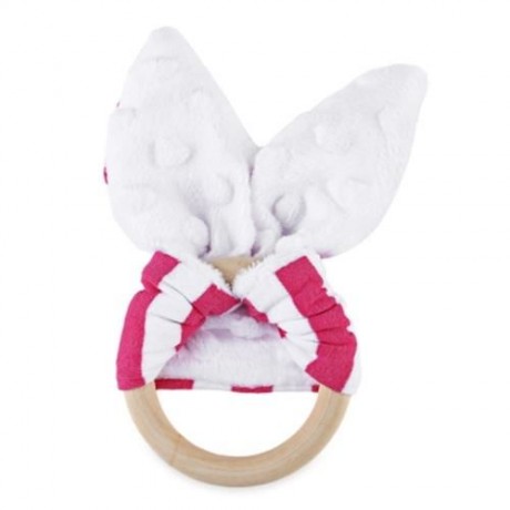 1PC STRIPED WOOL TEETHING RING TEETHER FOR BABIES (PLUM STRIPE)